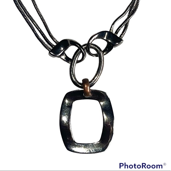 Lia Sophia 3 strand pendant vintage silver necklace - Picture 3 of 8